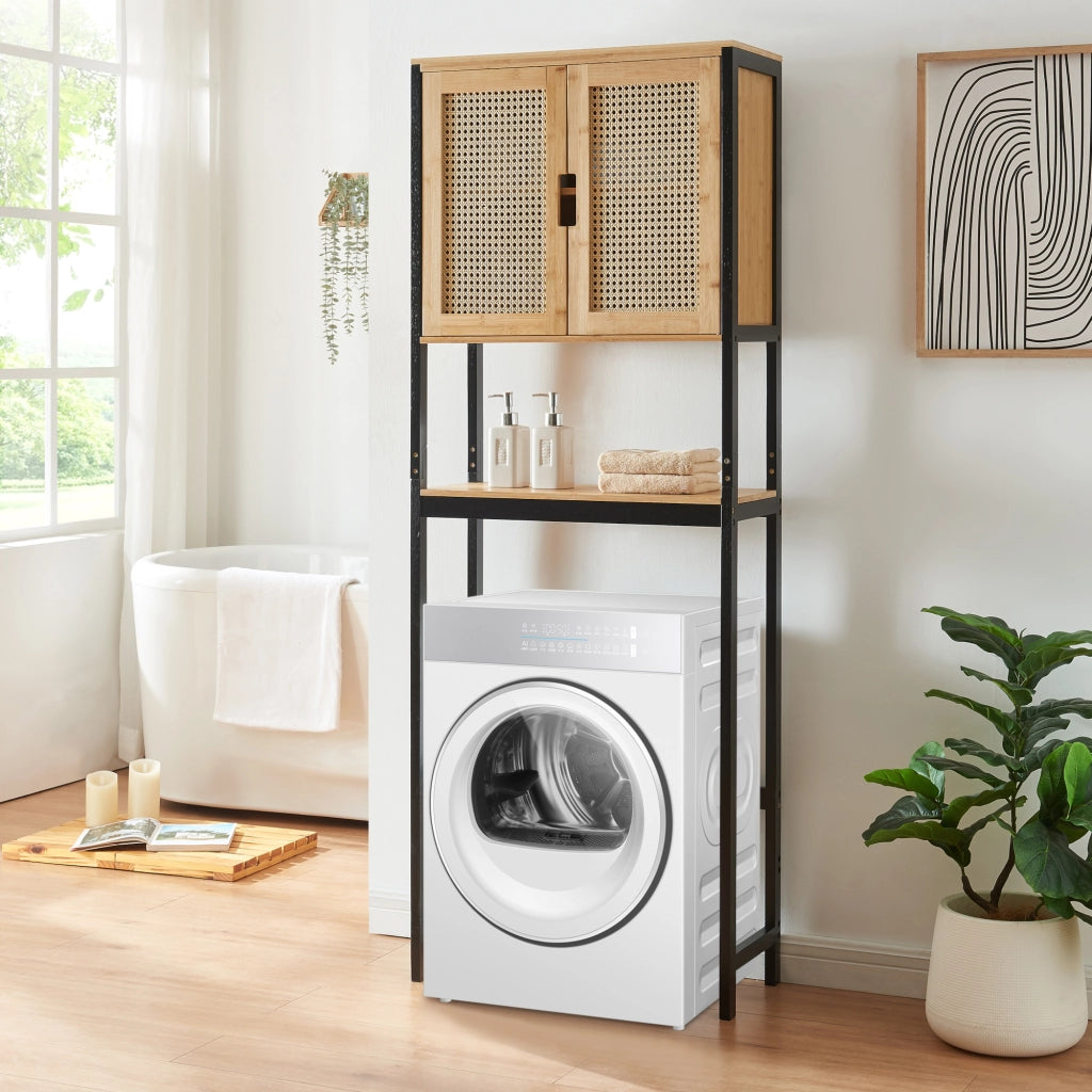 Armadietto Sopra Gabinetto Lavatrice Tervola Mobile Sovrastruttura per Bagno 172x63x27 cm [en.casa]