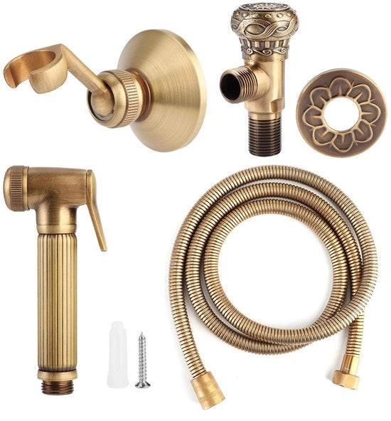 Set di Bidet Vintage con Regolazione di Pressione dell'Acqua - Maniglione - Flessibile - Progettato per Evitare Le Perdite - Regolazione della Pressione dell'Acqua