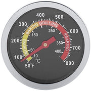 Termometro per BBQ - Stile Inox - Visualizzazione Temperatura - Termometro per Griglia - Adatto per Kamado - Portata di Misura 50-800°F - Termometro per Griglia