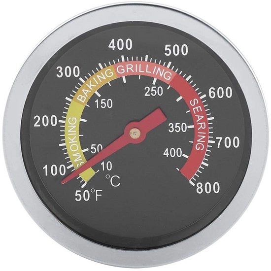 Termometro per BBQ - Stile Inox - Visualizzazione Temperatura - Termometro per Griglia - Adatto per Kamado - Portata di Misura 50-800°F - Termometro per Griglia