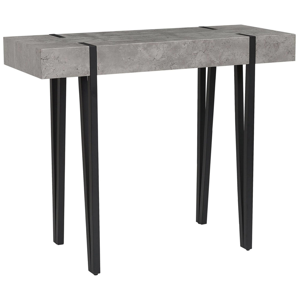 Consolle Grigio Chiaro Piano Gambe A Forcella In Metallo Nero 100 x 40 cm Stile Industriale Rettangolare