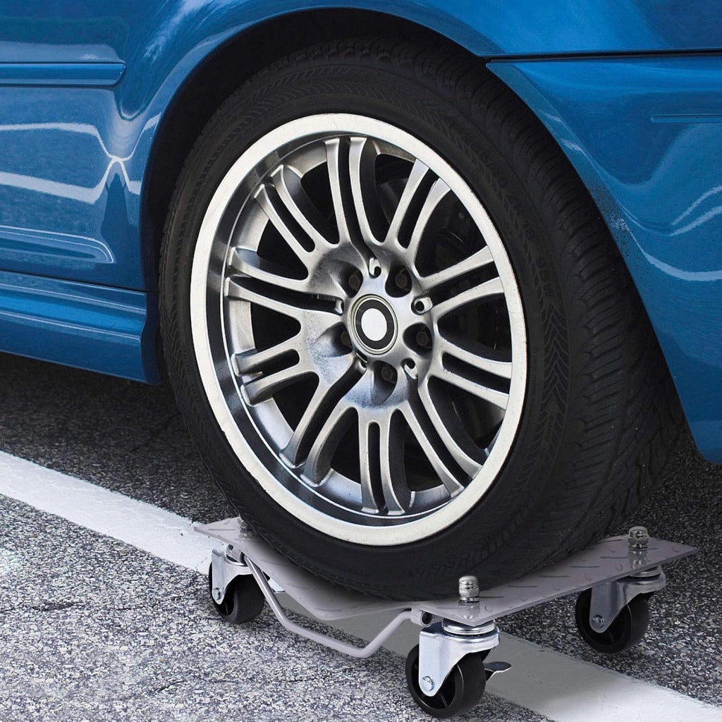 Set di 4 Ruote per Pneumatici, Capacità 2720 kg Totale, Pattini per Pneumatici con Freno, 40,5 x 30 cm Car Dolly, Cuscinetti a Sfera, per Auto, Camion, Trattori, Motocicli Riparazione Spostare