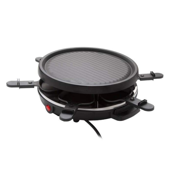 Raclette elettrica con grill antiaderente 28 cm, 6 persone 800W per sciogliere formaggio e grigliare carne - Sogo