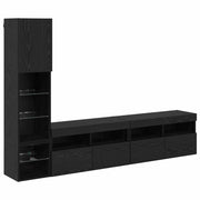 Unit¨¤ TV da Parete con led 4 pz | Armadietto TV | Mobile Porta TV Rovere Nero Legno multistrato