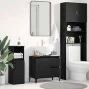 Mobile per Lavabo Nero Rovere 65x33x60 cm in Legno Compresso