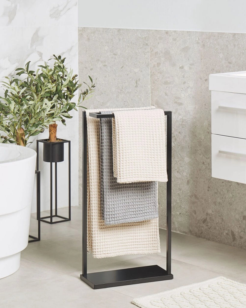 Portasciugamani in acciaio Nero verniciato a polvere opaco 3 binari portasciugamani da terra accessori da bagno moderni