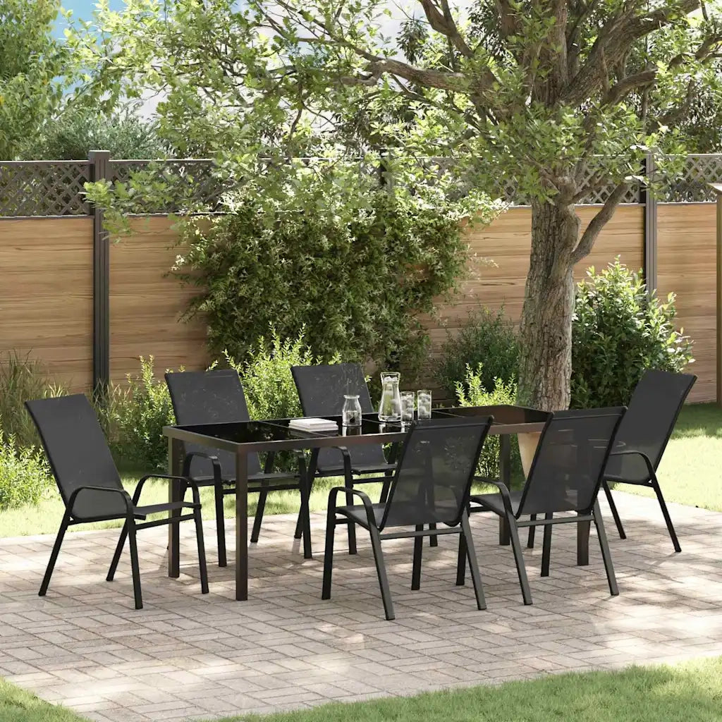 Set da Pranzo per Giardino 7 pcs Nero 3379119