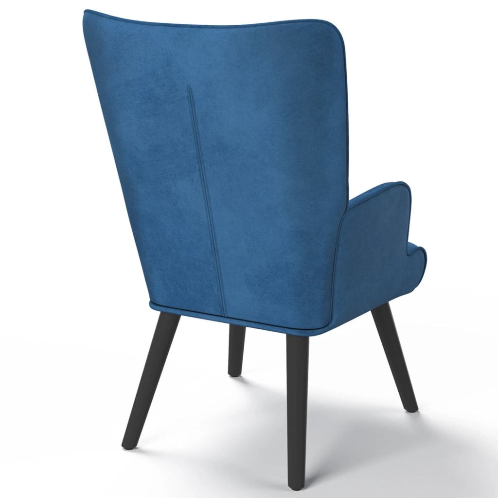IDMarket - Poltrona scandinava in velluto blu ANIA