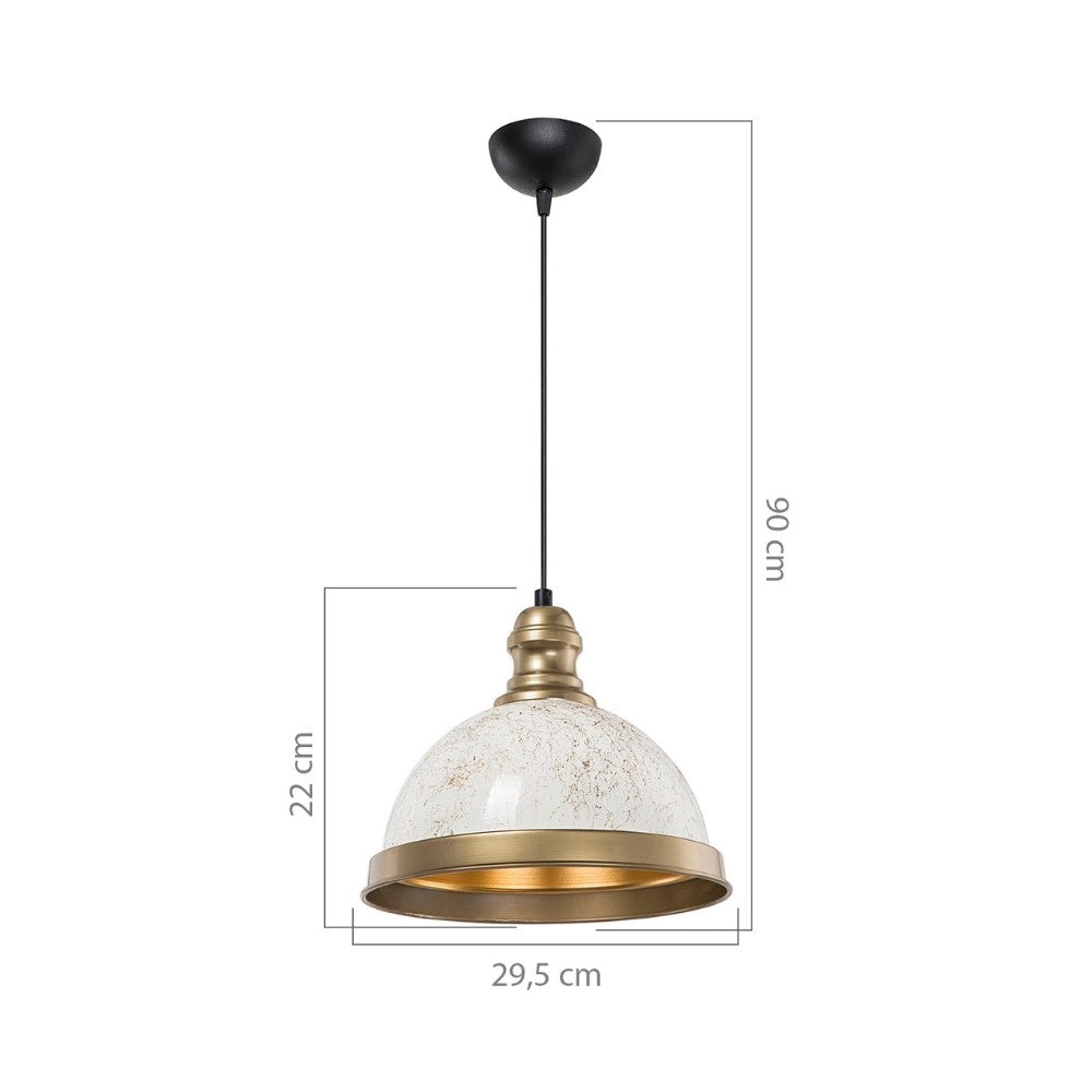 Lampada da soffitto Astek ASZ1636 con paralume in metallo bianco H90xL29.5