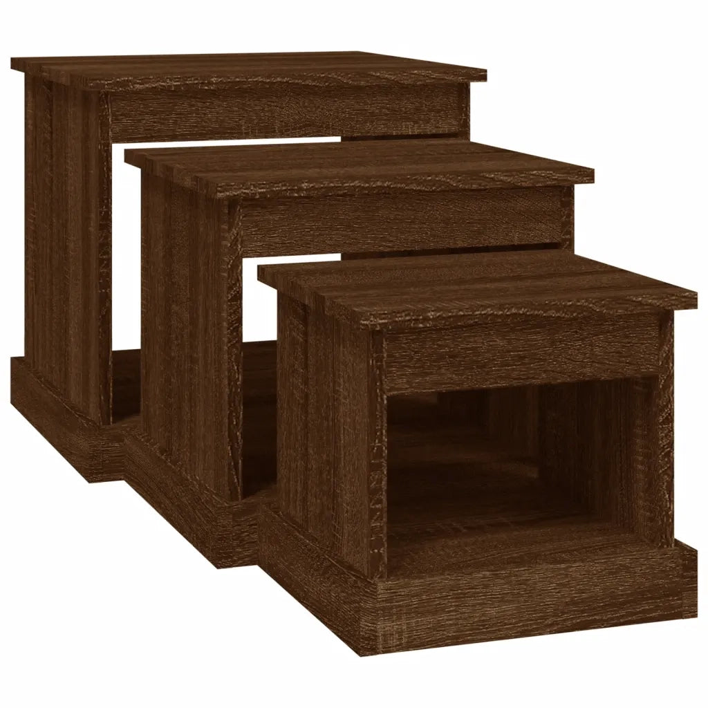 Tavolini da Salotto 3 pz Rovere Marrone in Legno Multistrato 816495