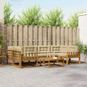 Set di divani da esterno con cuscino 7 pcs Naturale e Beige 3367261