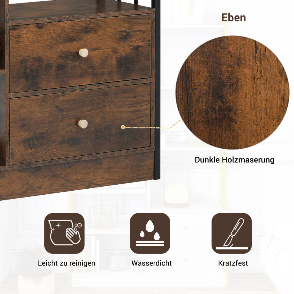 Libreria con ante e cassetti 100x30x173,5 cm Nero marrone