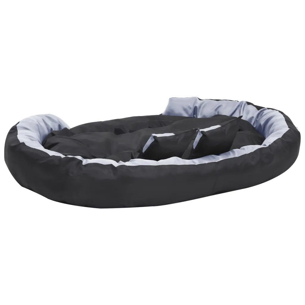 Cuscino per Cani Reversibile Lavabile Grigio Nero 150x120x25 cm 171210