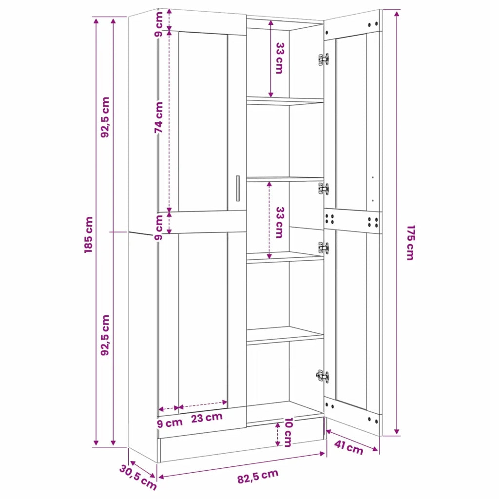 Credenza Legno Antico 82,5x30,5x185 cm in Truciolato 3318720