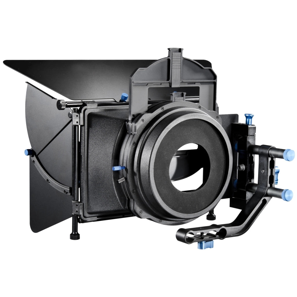 Matte Box Director II - 205 x 298 x 194 mm - con 2 porta filtro, 3 alette, 4 anelli in neoprene - per obiettivi fotografici con Ø 49-100 mm, DSLR Video Rig