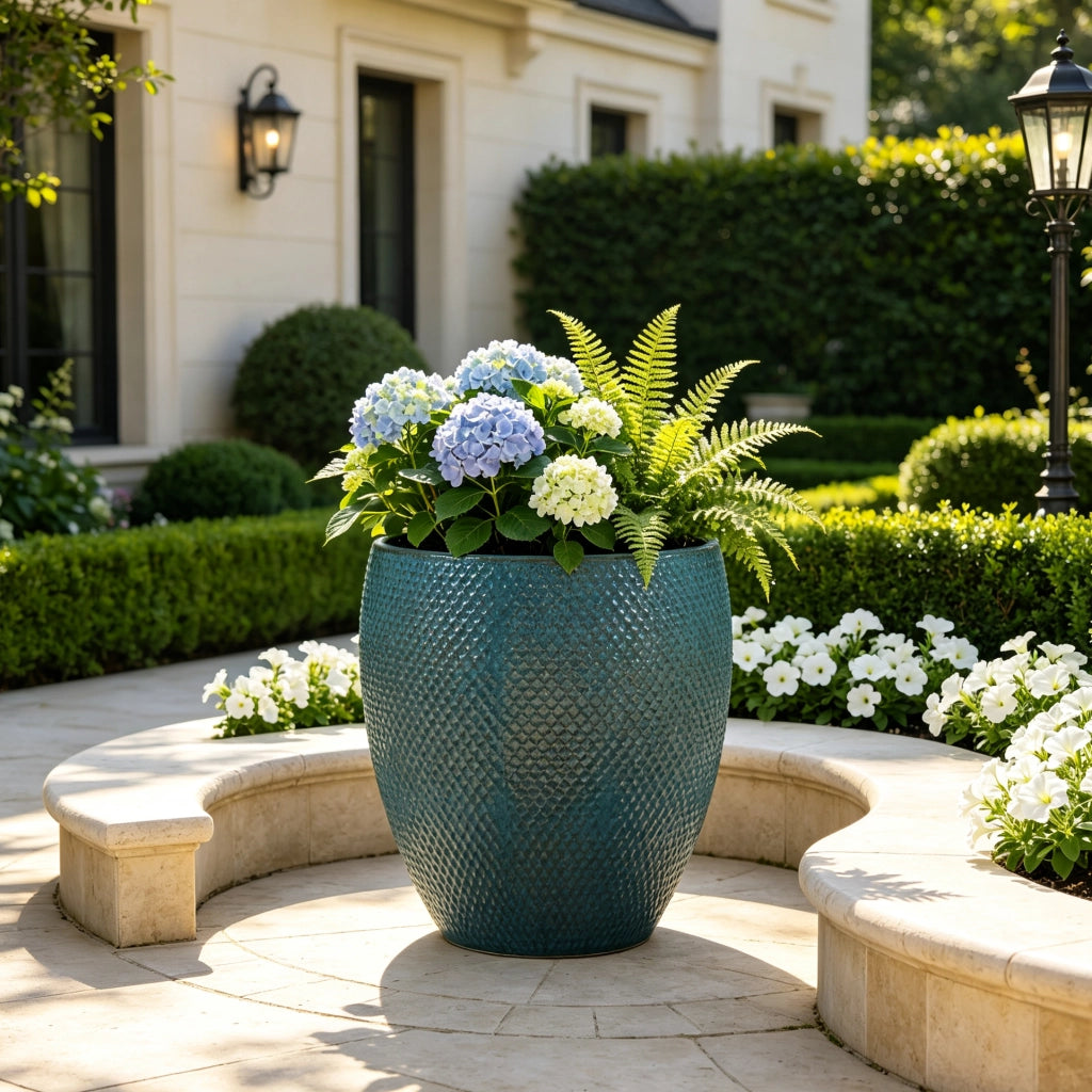 VASO DA FIORI Ø46 cm H53 cm Ceramica turchese