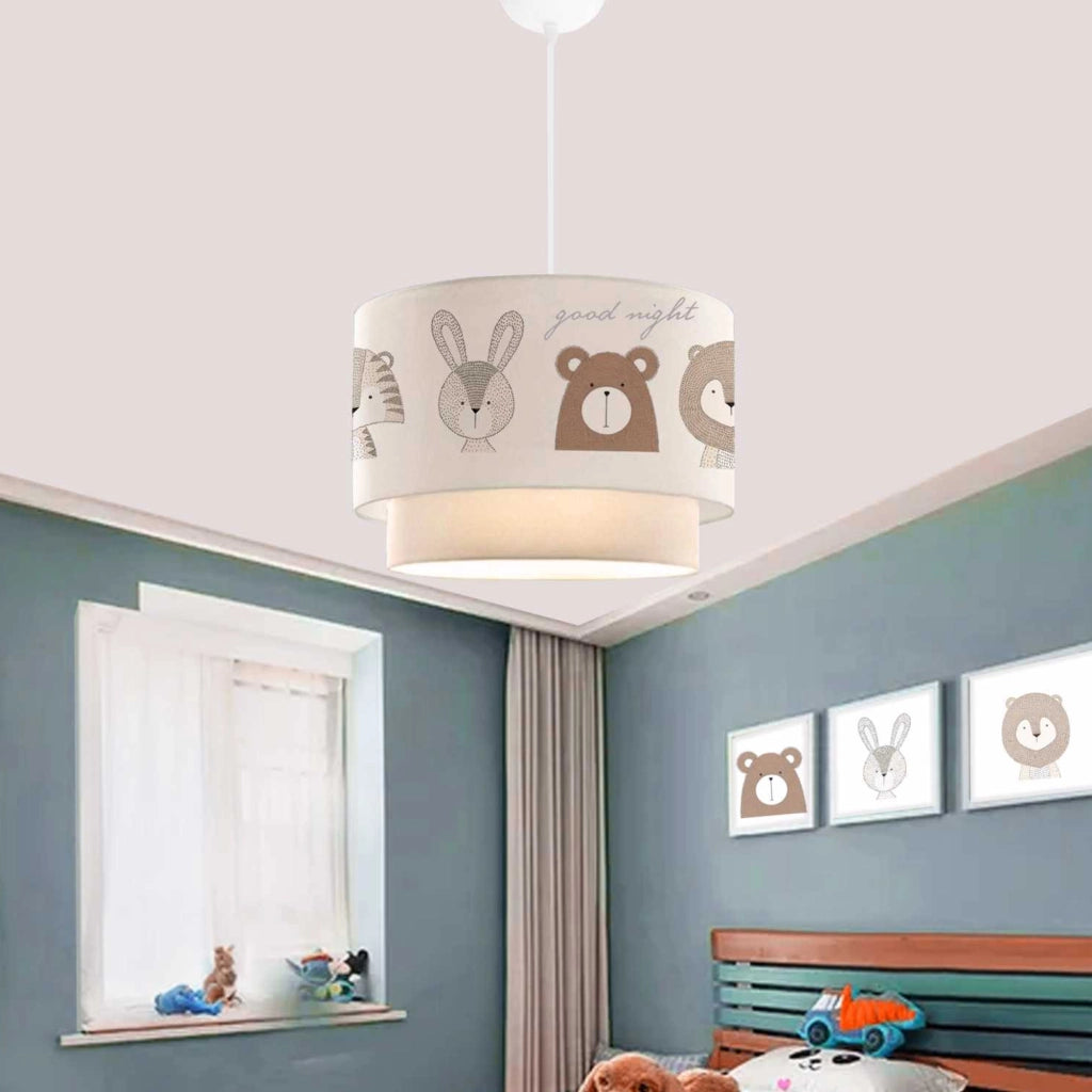 Lampada a Sospensione Lurgan per Cameretta Decorato con Animali - Bianco lux.pro