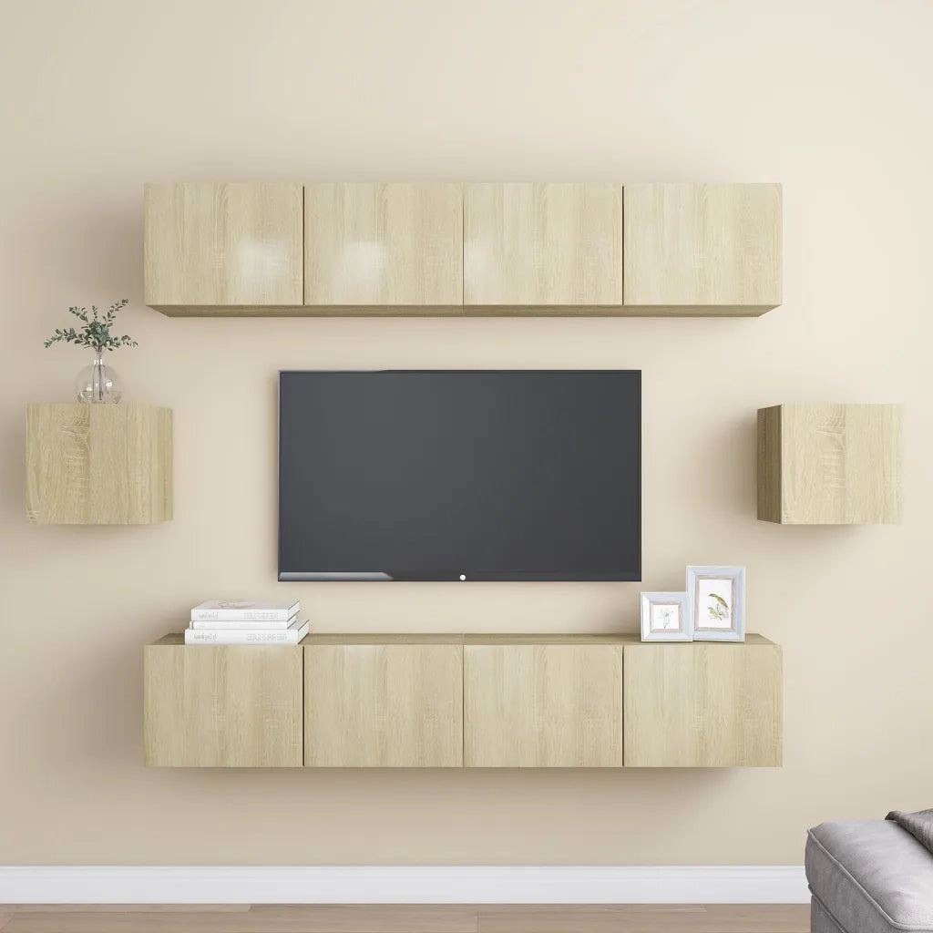 Set di Mobili Porta TV 6 pz Rovere Sonoma in Legno Multistrato 3078998