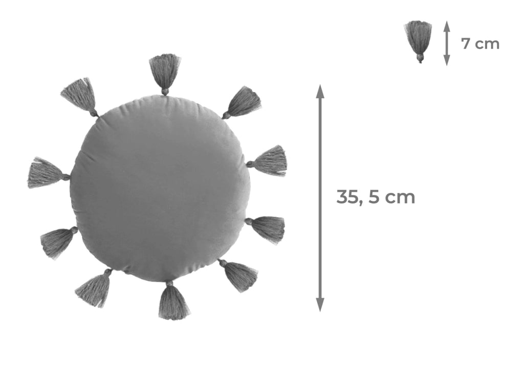 Cuscino Arredo Decorativo Imbottito Velluto Tinta Unita Rotondo Sunshine - Sunshine - Grigio