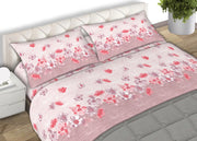 Completo Lenzuola Matrimoniale 100% Cotone Made Italy Disegno Emma CN - Matrimoniale - Rosa