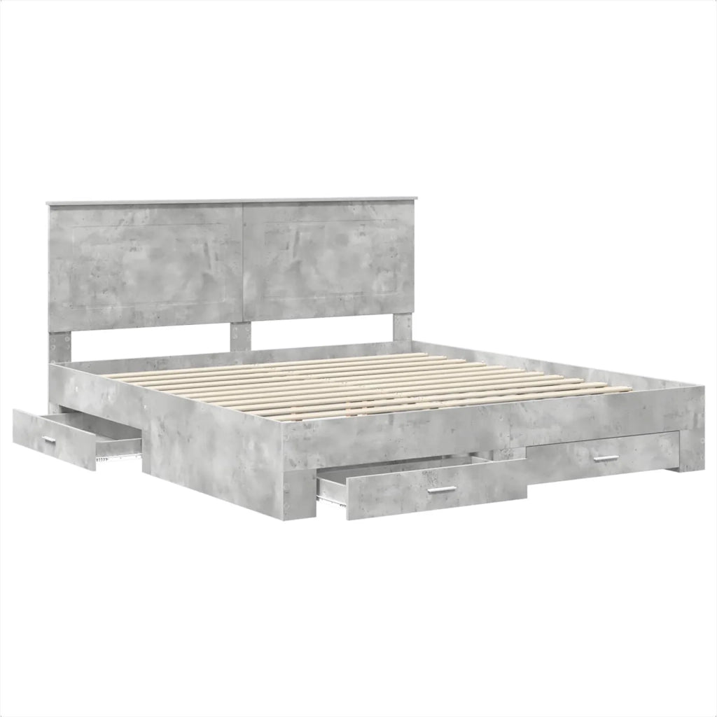 Struttura del letto con testiera Grigio cemento 200 x 200 cm