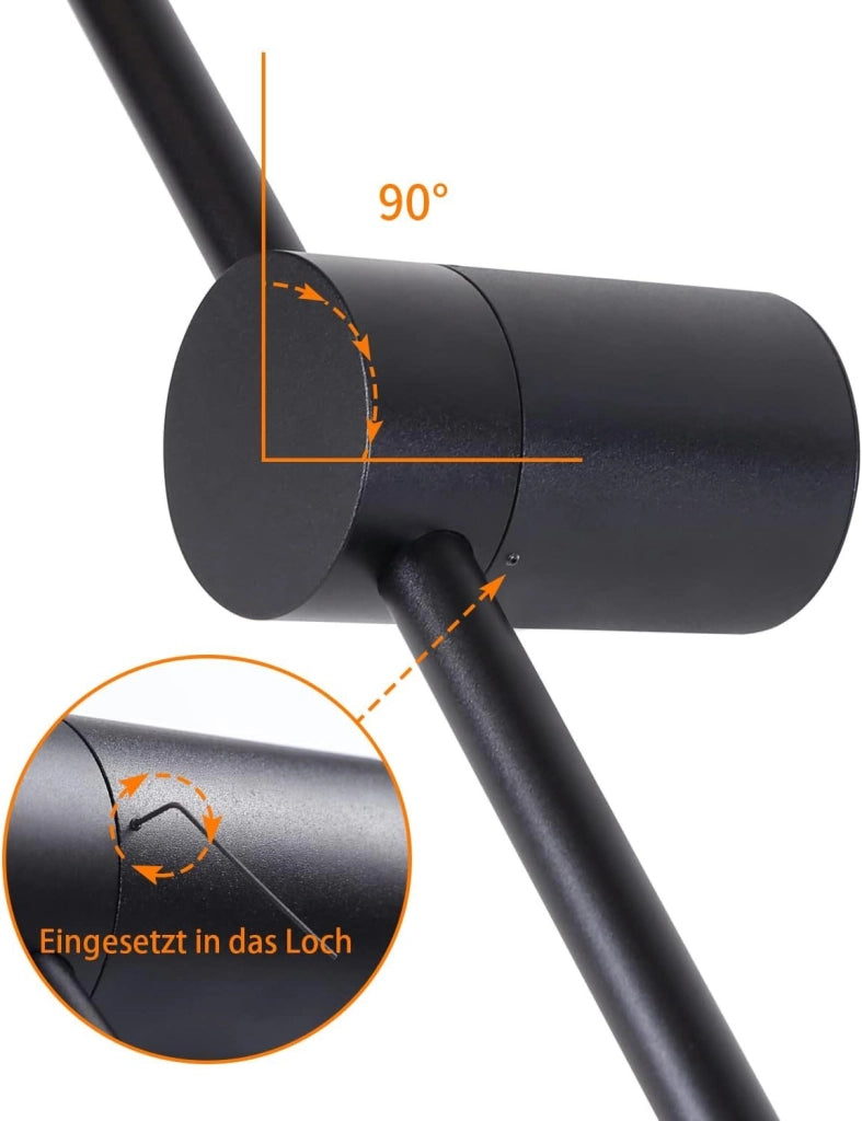 ZMH Applique da parete a LED per interni nera moderna 60cm girevole per scale
