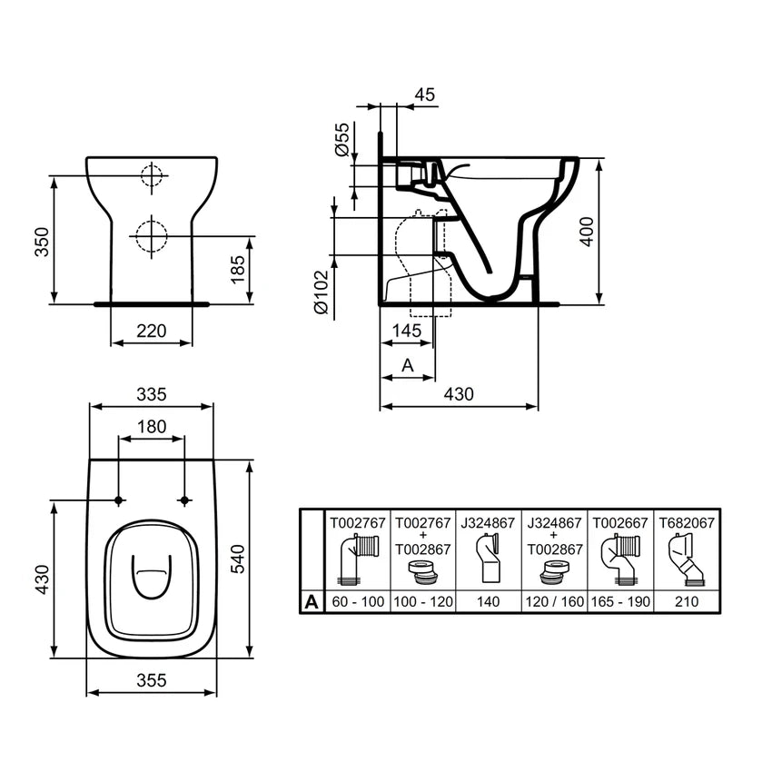 VASO FILOMURO IDEAL STANDARD I.LIFE A RimLS+ BIANCO