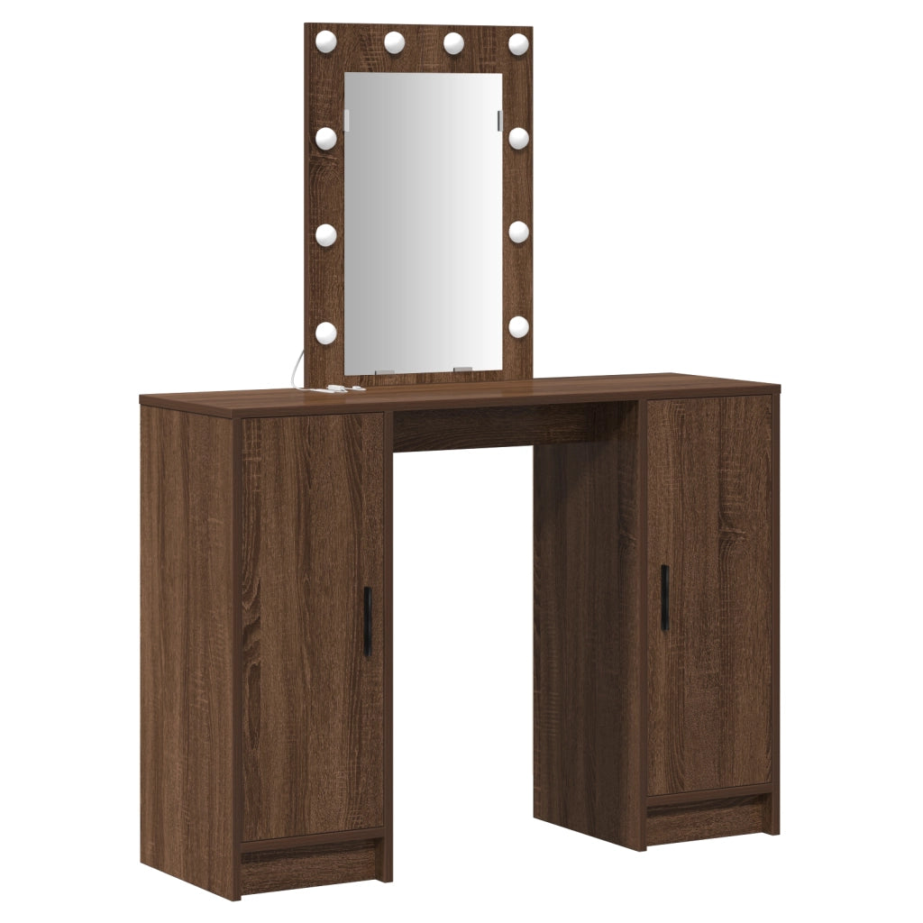 Toeletta  con luci LED Rovere Marrone 102x33x135 cm