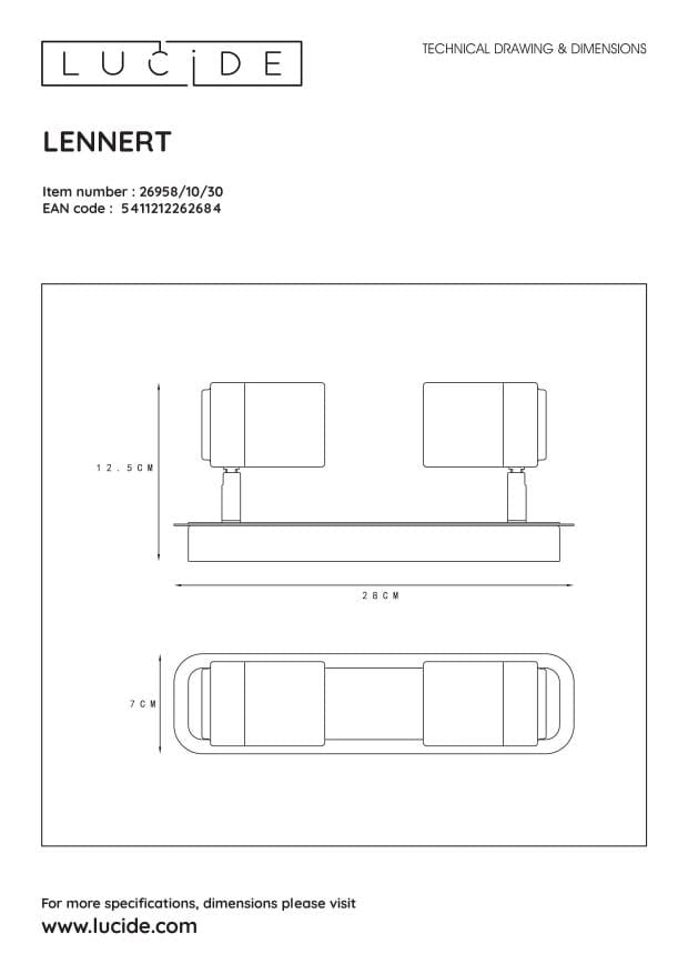 Faretto soffitto Lucide Lennert 2xGU10 5W 3000K nero IP44