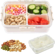 Snack box con coperchio, snack box con contenitori, snack board con 4 contenitori, organizzatore per snack e noci secche, spezie, dolci, noci, frutta, verdure