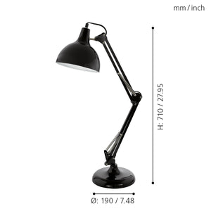 Lampada Da Tavolo Minimal Borgillio Acciaio Nero 1 Luce E27