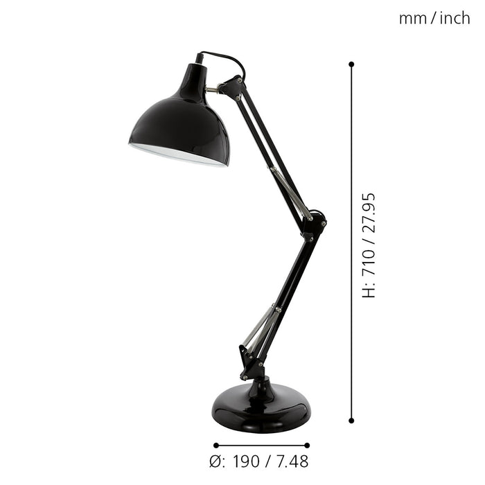 Lampada Da Tavolo Minimal Borgillio Acciaio Nero 1 Luce E27