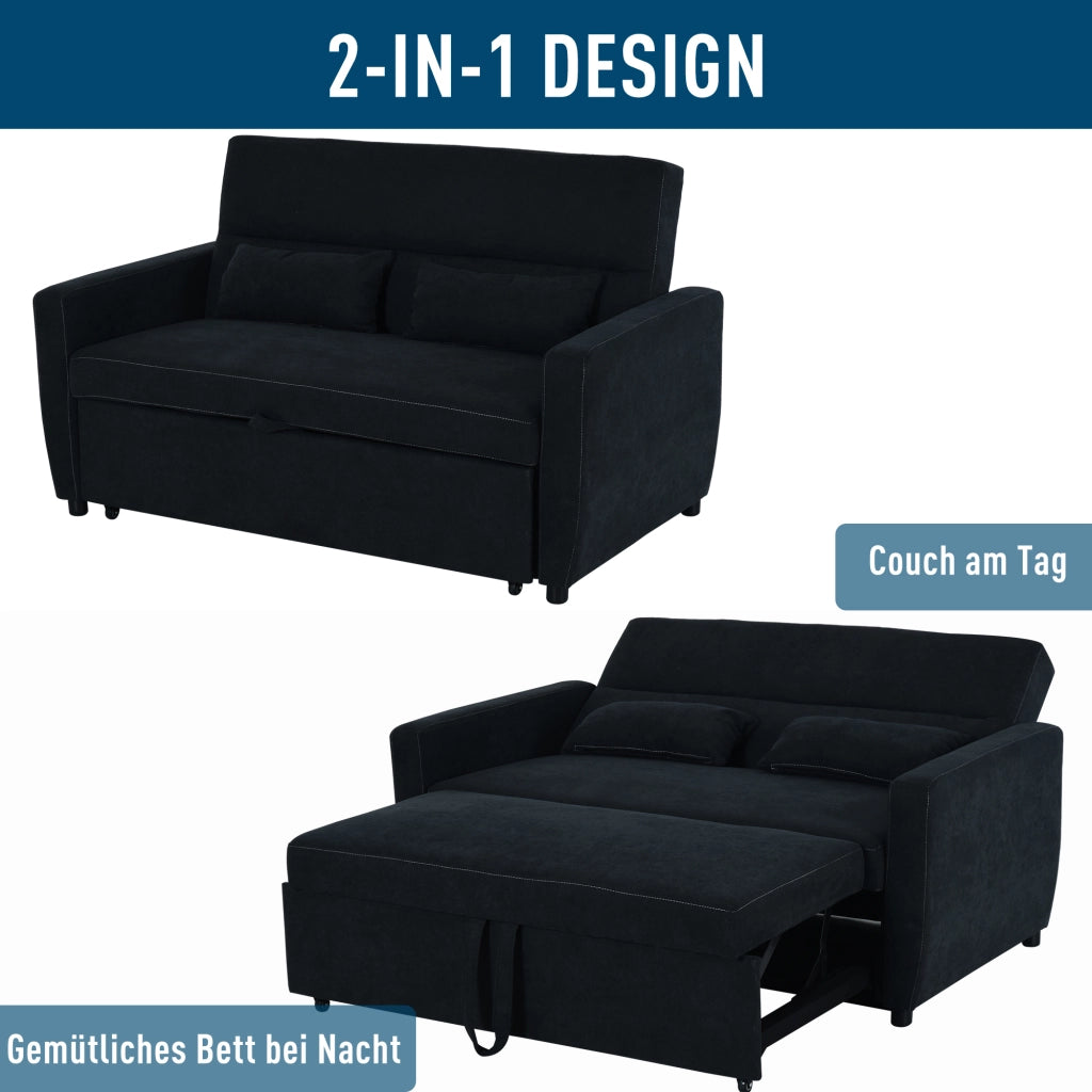 Divano letto 2 posti imbottito regolabile ¨C zephmum ¨C nero similpelle