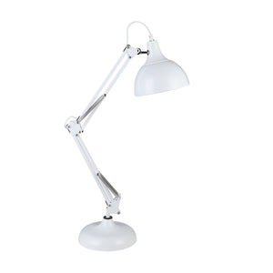 Lampada Da Tavolo Minimal Borgillio Acciaio Bianco 1 Luce E27