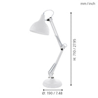 Lampada Da Tavolo Minimal Borgillio Acciaio Bianco 1 Luce E27