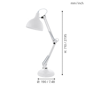 Lampada Da Tavolo Minimal Borgillio Acciaio Bianco 1 Luce E27