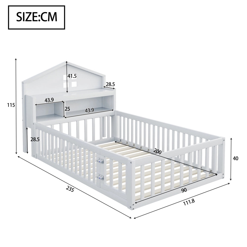 Letto bambini - Xylo - 90x200 cm contenitore bianco