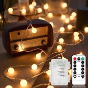 Decorazione di Natale a Sfera - 9 m 60 led - telecomando - 8 modalità - impermeabile - decorazione di Natale per balcone - bianco caldo