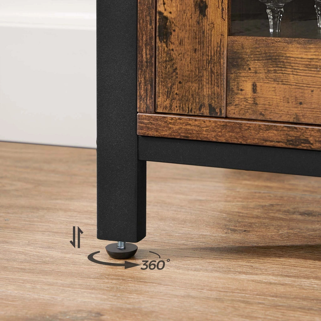 Mobile contenitore con credenza e armadio a 3 ante per sala da pranzo soggiorno cucina 110 x 33 x 75 cm stile industriale marrone 12_0006425