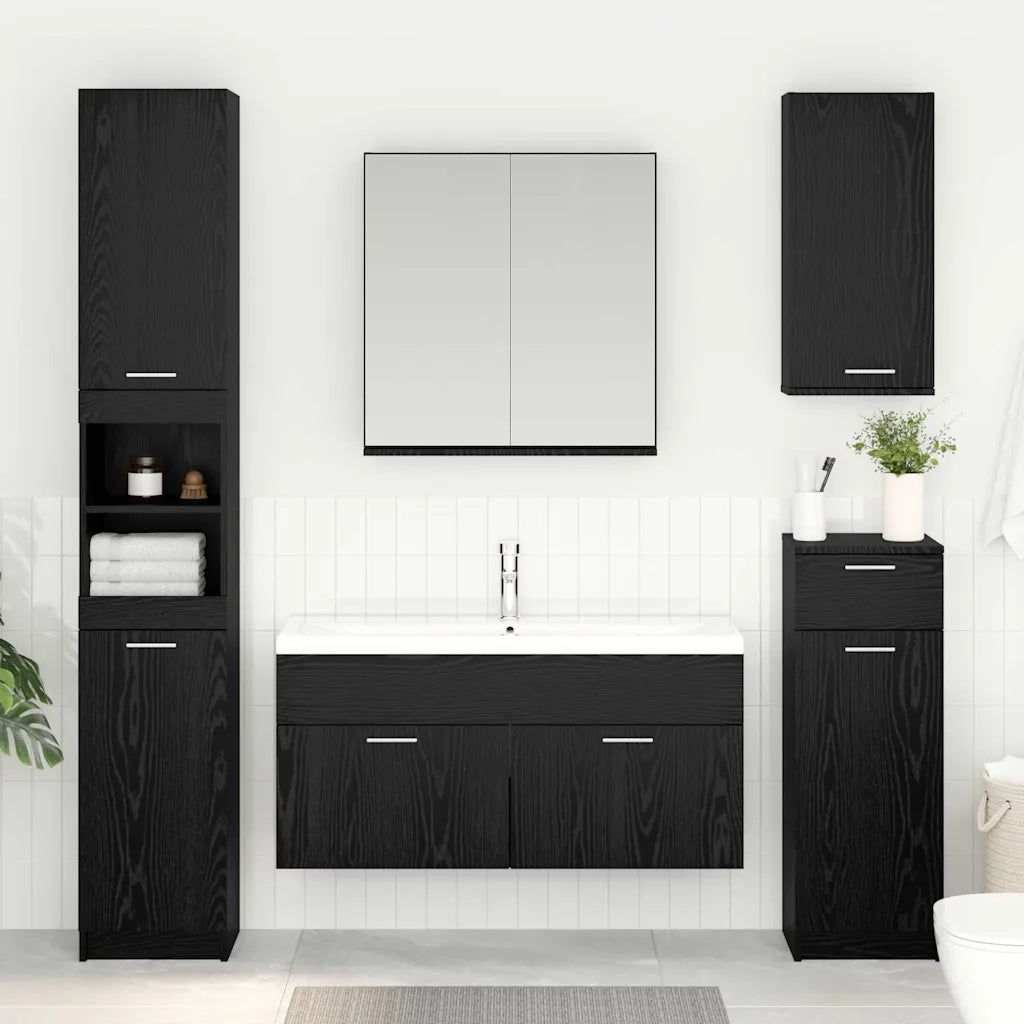 Armadio sottolavello con porta Rovere Nero Legno multistrato