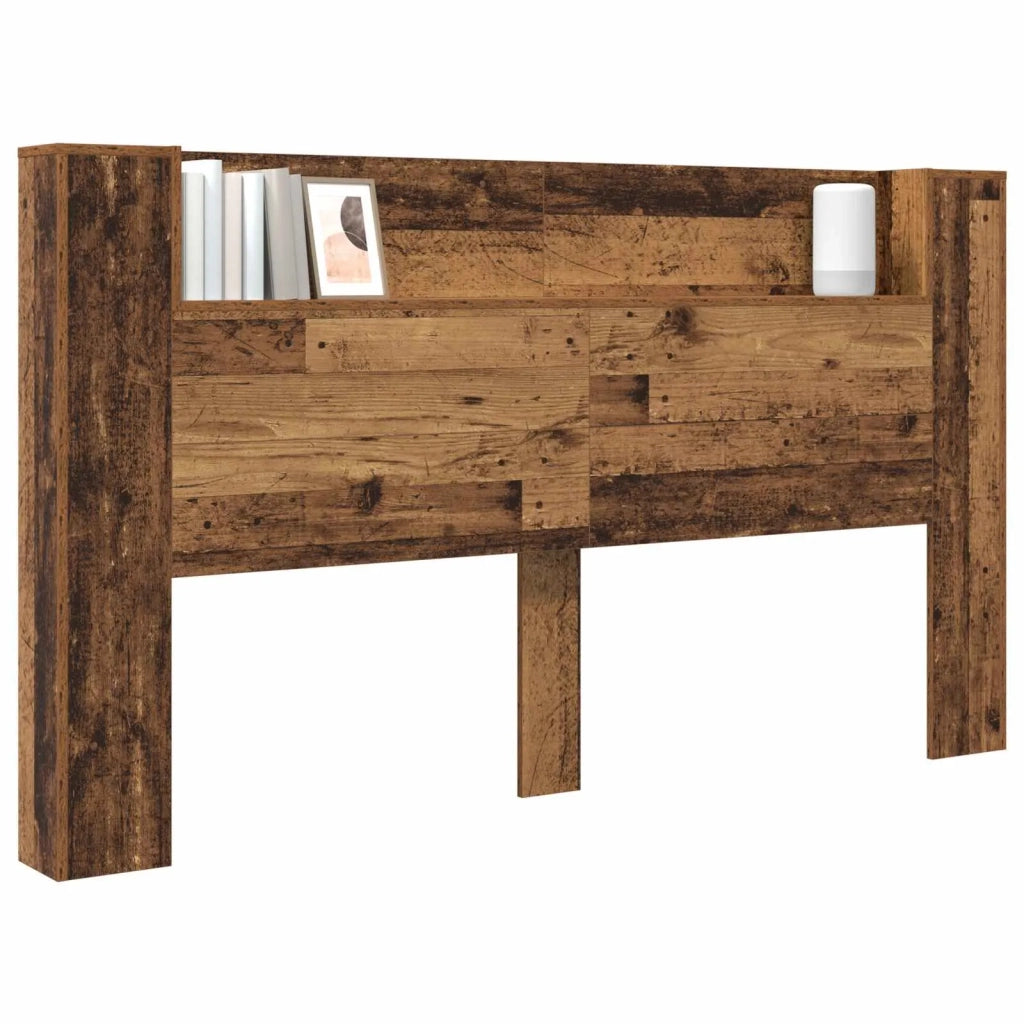 Testiera | Testata con Mobile e LED Legno vecchio 180 x 16,5 x 103,5 cm