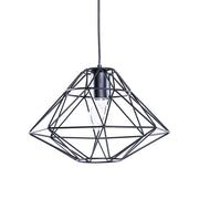Filo metallico nudo a 1 luce Nero a sospensione a forma di gabbia in metallo