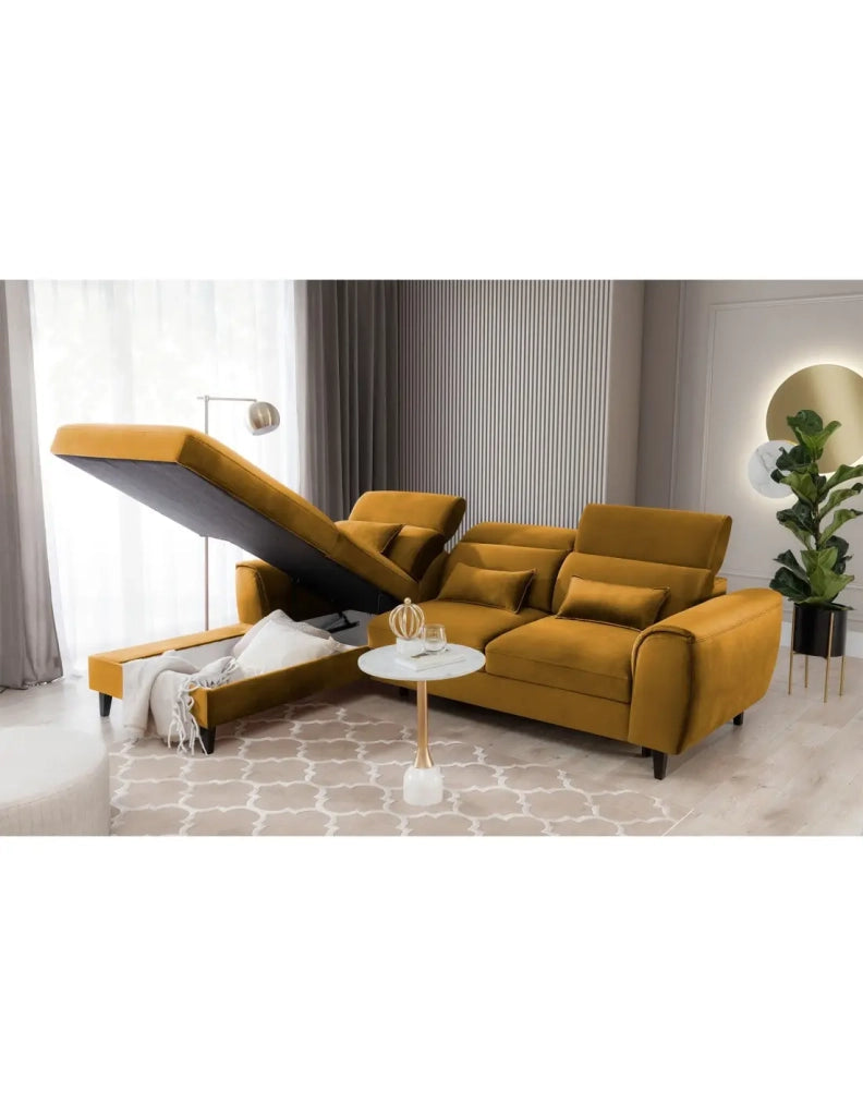 Divano ad angolo convertibile giallo angolo sinistro 4 posti FABLE