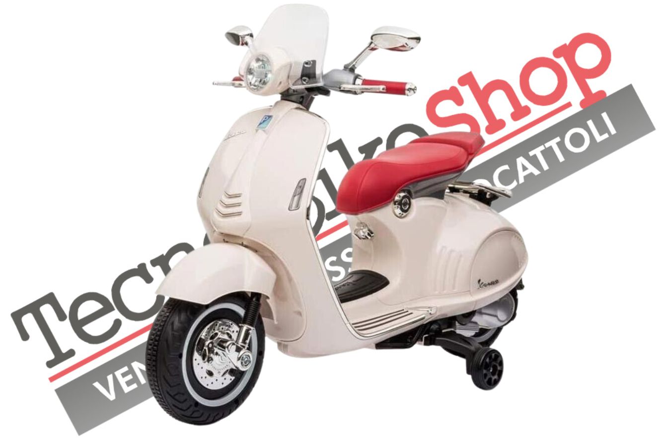 Moto Elettrica per Bambini Piaggio Vespa 946 12V con Parabrezza-Bianco
