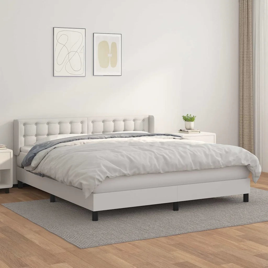 Giroletto a Molle con Materasso Bianco 160x200 cm in Similpellecod mxl 98517