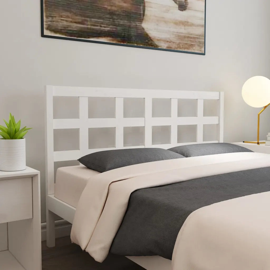 Testiera per Letto-Testata-Testiera Decorativa Bianca 165,5x4x100 cm Legno Massello di Pino 669463
