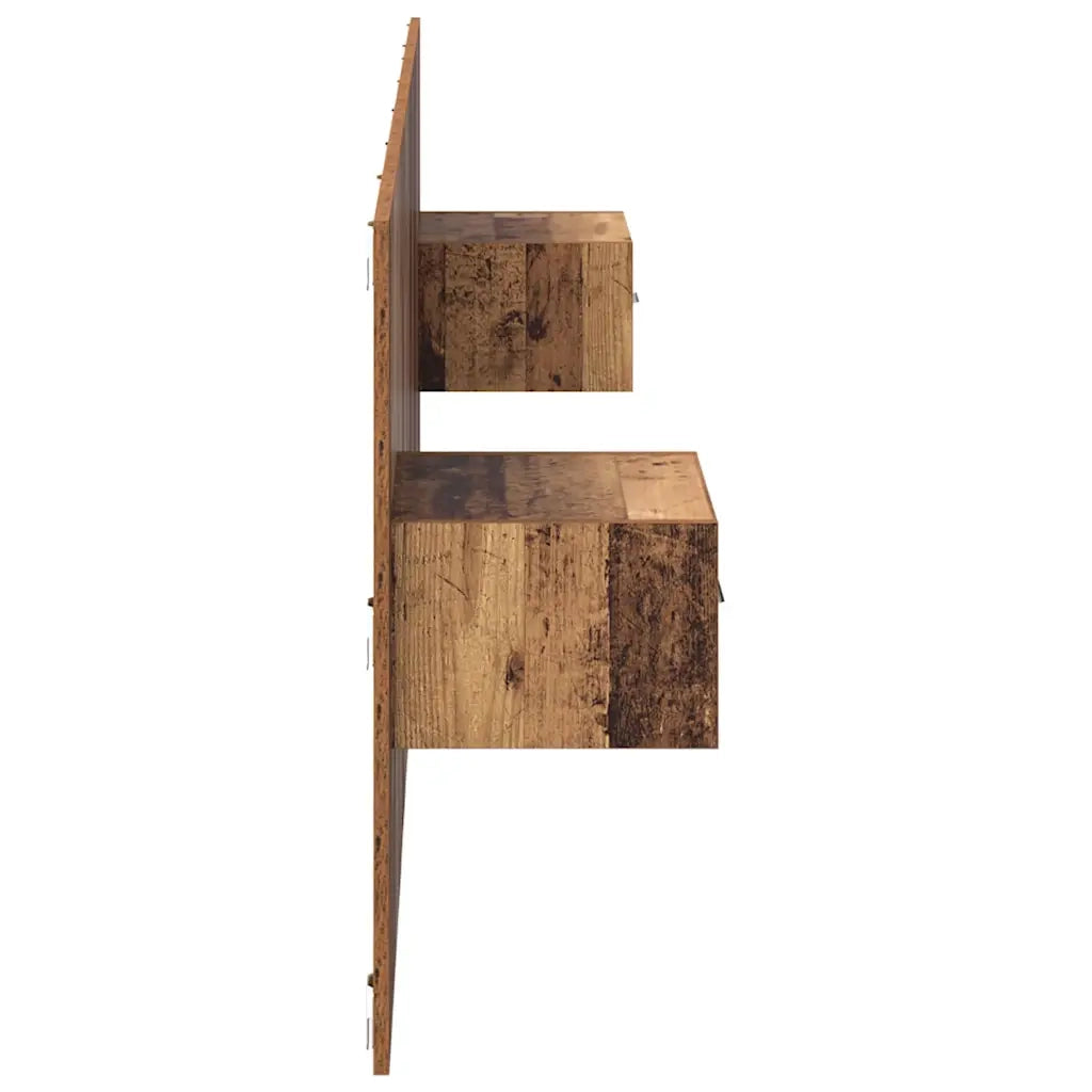 Testata con Comodino 3 pz-Set di 3 Testiera con Contenitore Legno vecchio Legno multistrato 681921