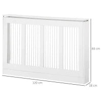 Copritermosifone a Doghe Moderno ed Elegante per la Casa, in MDF e Acciaio, 120x18x84cm, Bianco