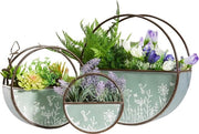 Vasi per piante a muro rotondi - Vaso appeso per piante grasse - 3 pezzi - Verde - Metallo