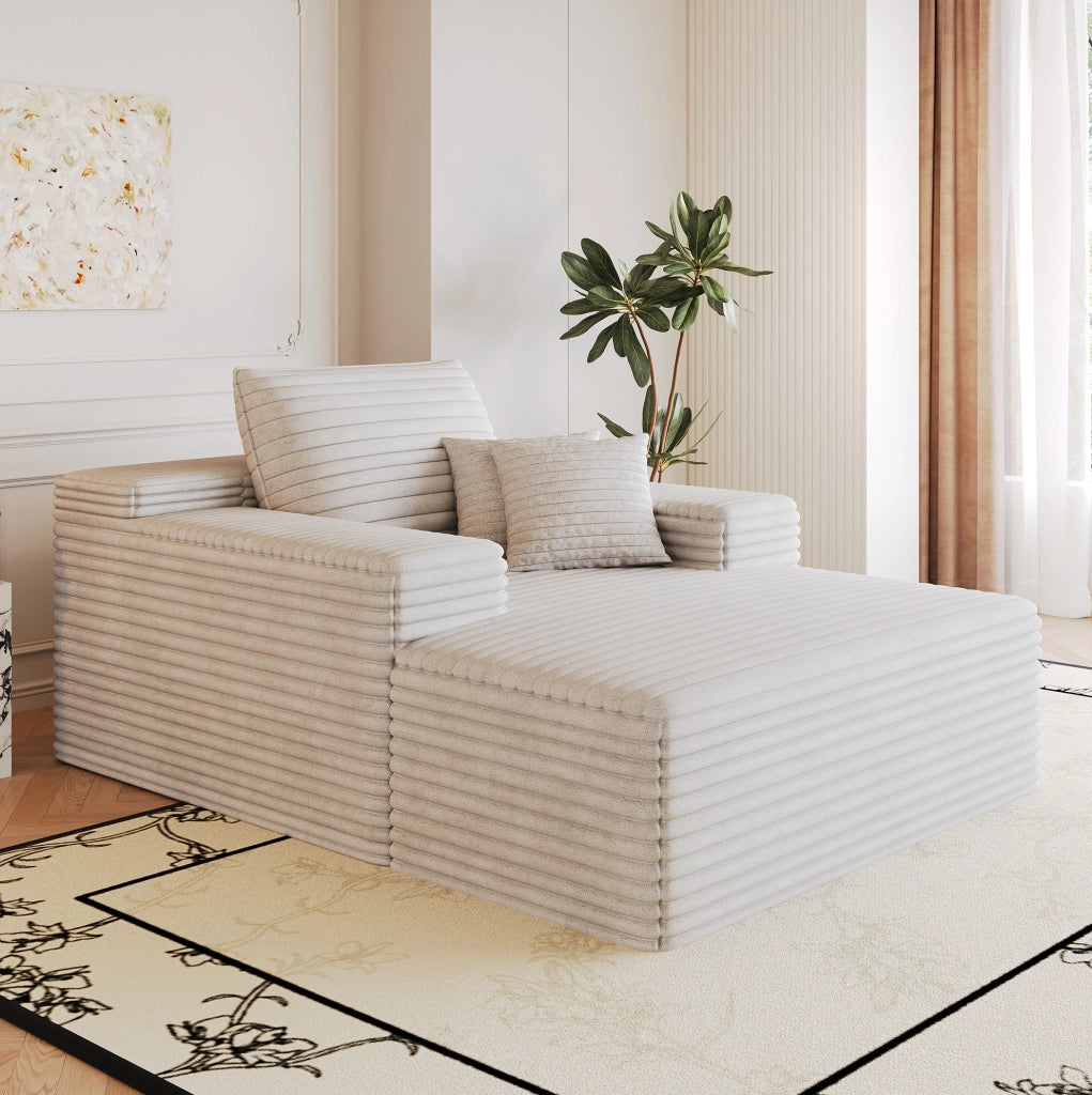 Divano in tessuto con seduta ampia e design modulare, bianco